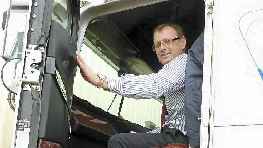 FIGHT FATIGUE: NHVR project director Richard Hancock gets a taste of trucking life in Rod Hannifey’s Truckright truck. FIGHT FATIGUE: NHVR project director Richard Hancock gets a taste of trucking life in Rod Hannifey’s Truckright truck.